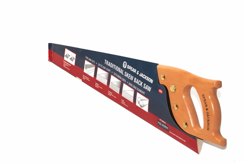 Spear & Jackson 22" skew back hand saw by Cherry Tree Tools with wooden handle and rust resistant blade