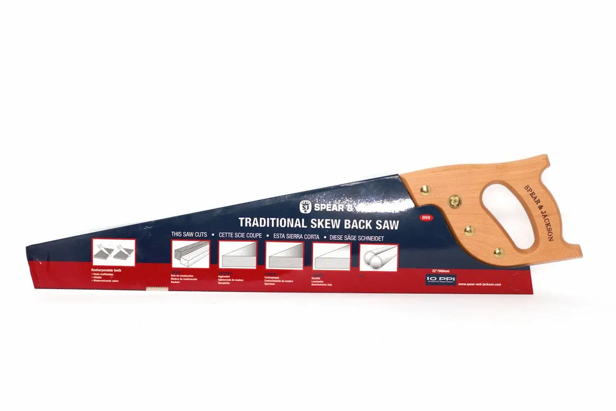 Spear & Jackson 22" skew back hand saw by Cherry Tree Tools with wooden handle and rust resistant coating