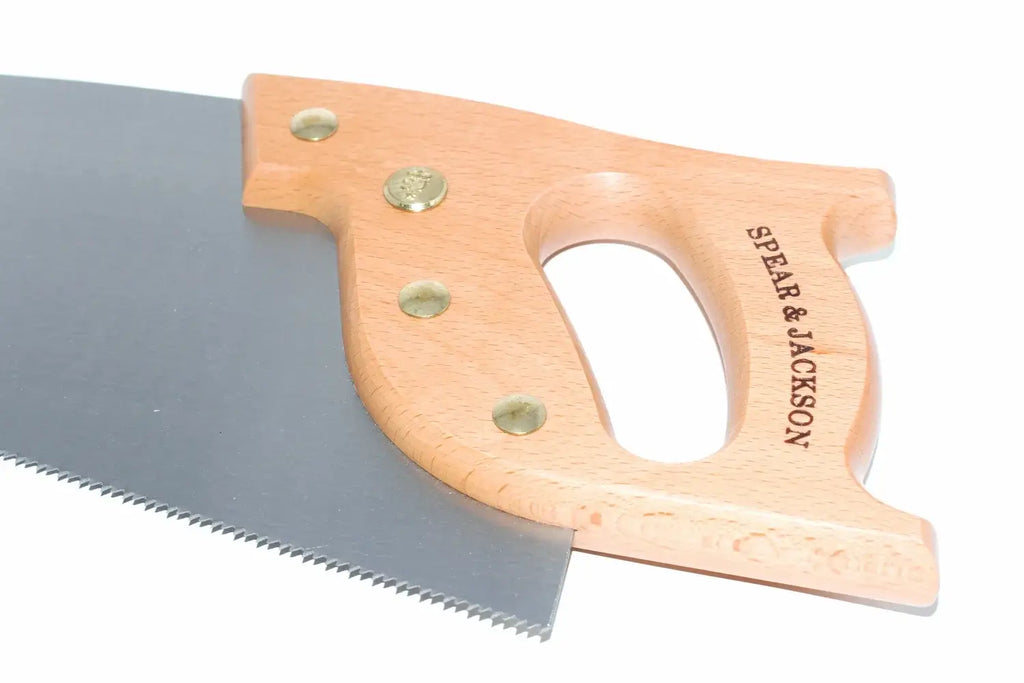 Spear & Jackson 22" skew back hand saw by Cherry Tree Tools with wooden handle and high carbon steel blade
