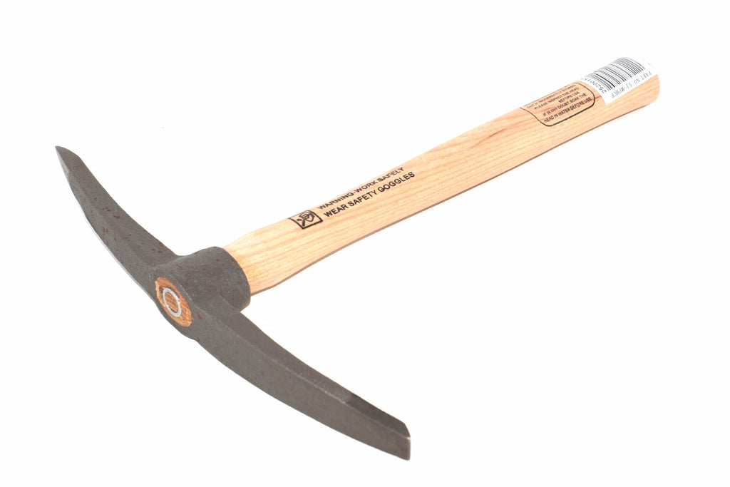 Spear & Jackson pick & chisel hammer with a short wood handle and a steel head