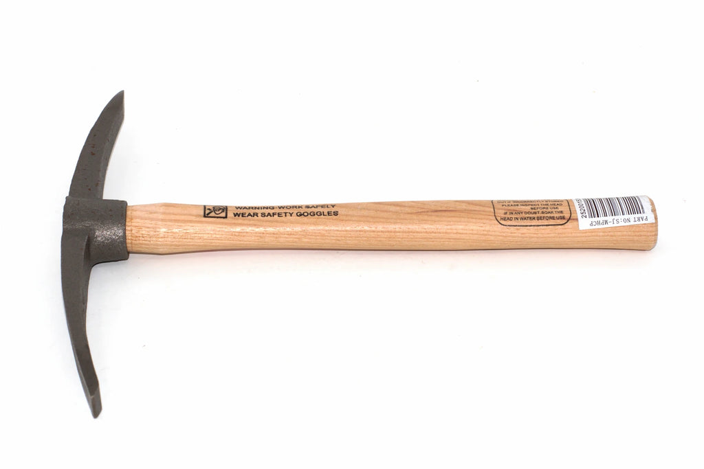Spear & Jackson pick & chisel hammer with a solid hickory handle and one chisel end and one pick end head on a white background