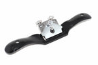 Spear & Jackson Flat Spokeshave with black ergonomic handles and a silver metal blade and mounting plate