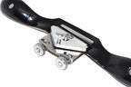 Close-up view of the Spear & Jackson Round Spokeshave showing the adjustable carbon steel blade and ergonomic handle.