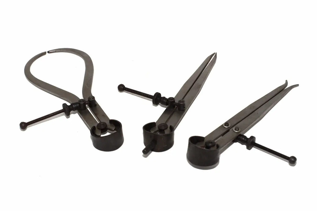 Silverline 3pc Engineers Calliper Set by Cherry Tree Tools, steel callipers in dark finish with spring-loaded adjustment