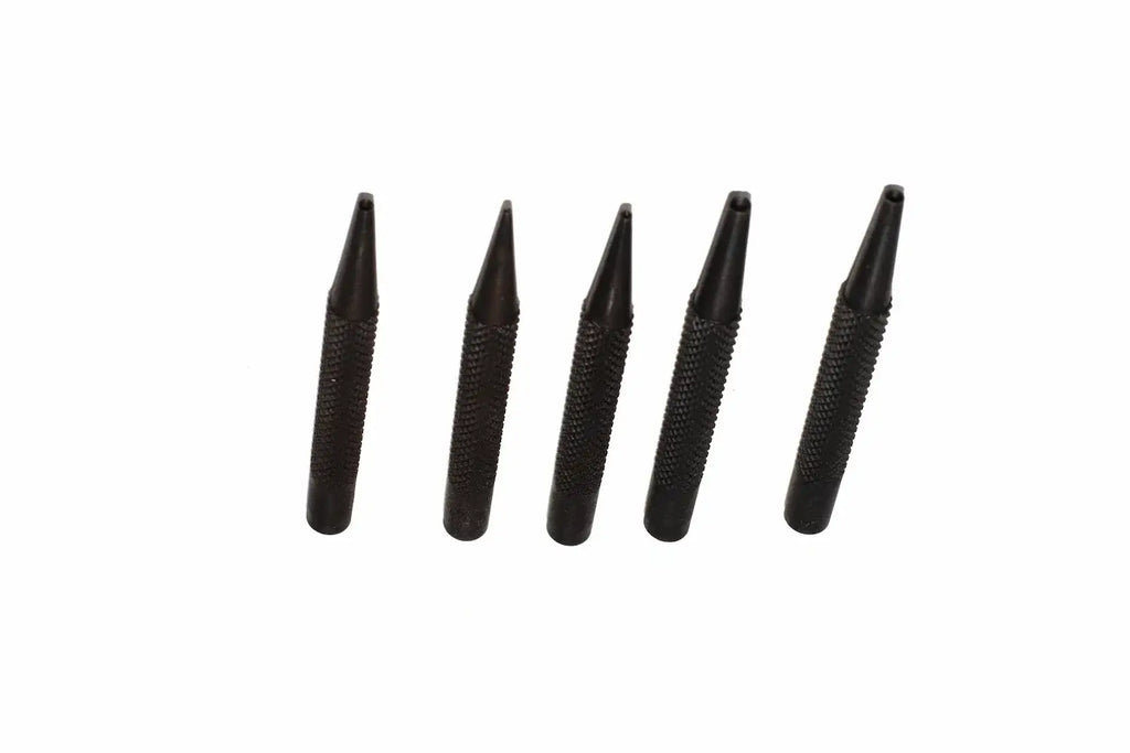 Silverline 5pc nail punch set stood upright with various sized tips 