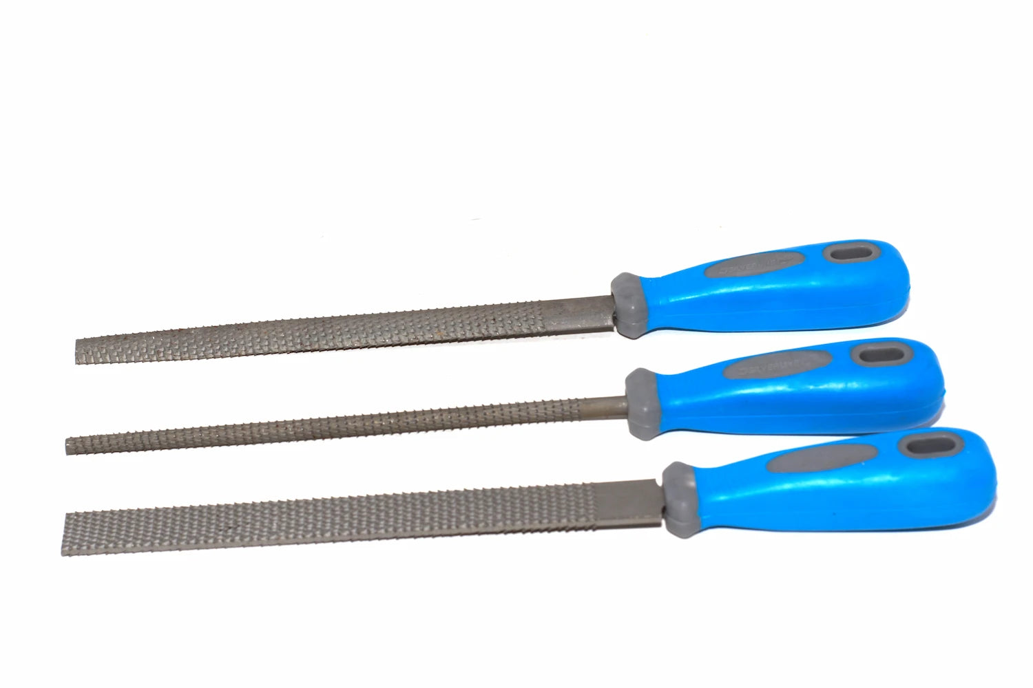 Silverline 3pc Rasp Set by Cherry Tree Tools in blue with polypropylene soft grip handles for wood filing