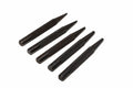 Silverline 5pc nail punch set Five black metal punch tools with knurled textured handles, arranged diagonally on a plain white background.