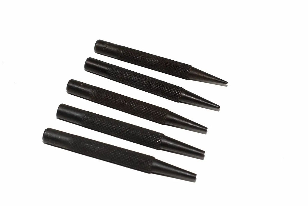 Silverline 5pc nail punch set with black knurled grips