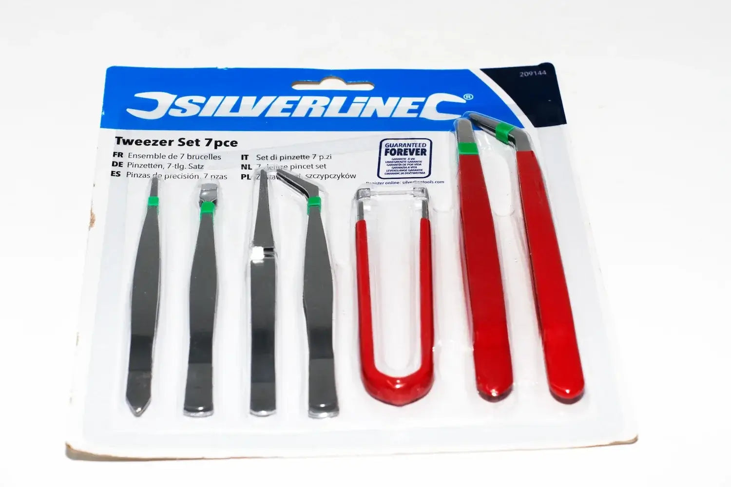 Silverline 7pc Craft Tweezers Set by Cherry Tree Tools stainless steel with angled serrated tips