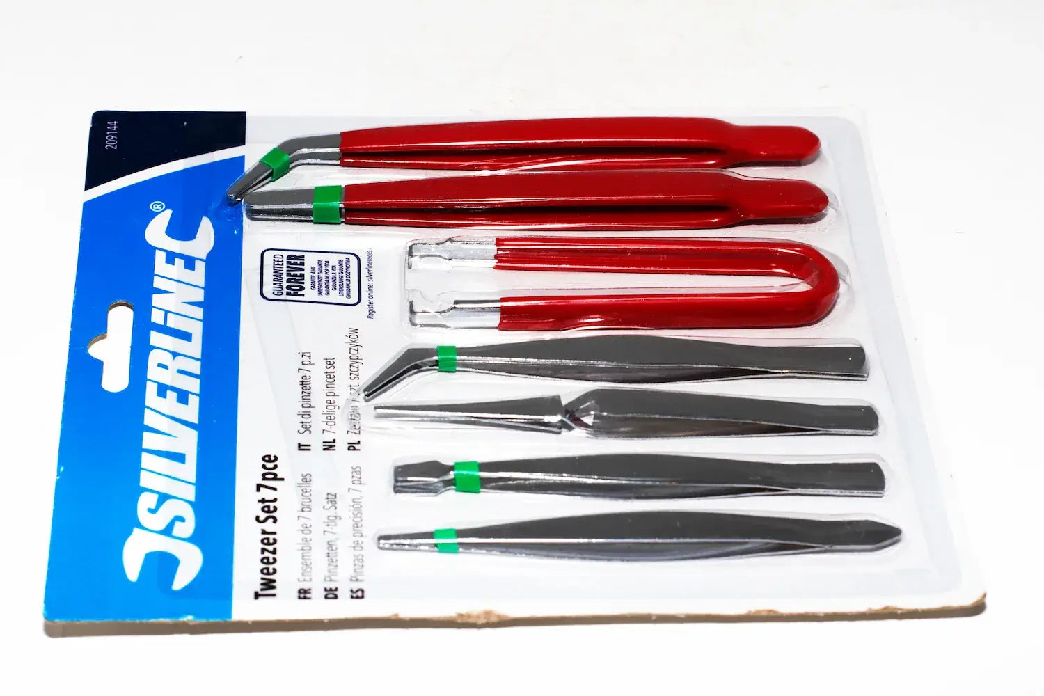 Silverline 7pc Craft Tweezers Set by Cherry Tree Tools, stainless steel tweezers with angled tips