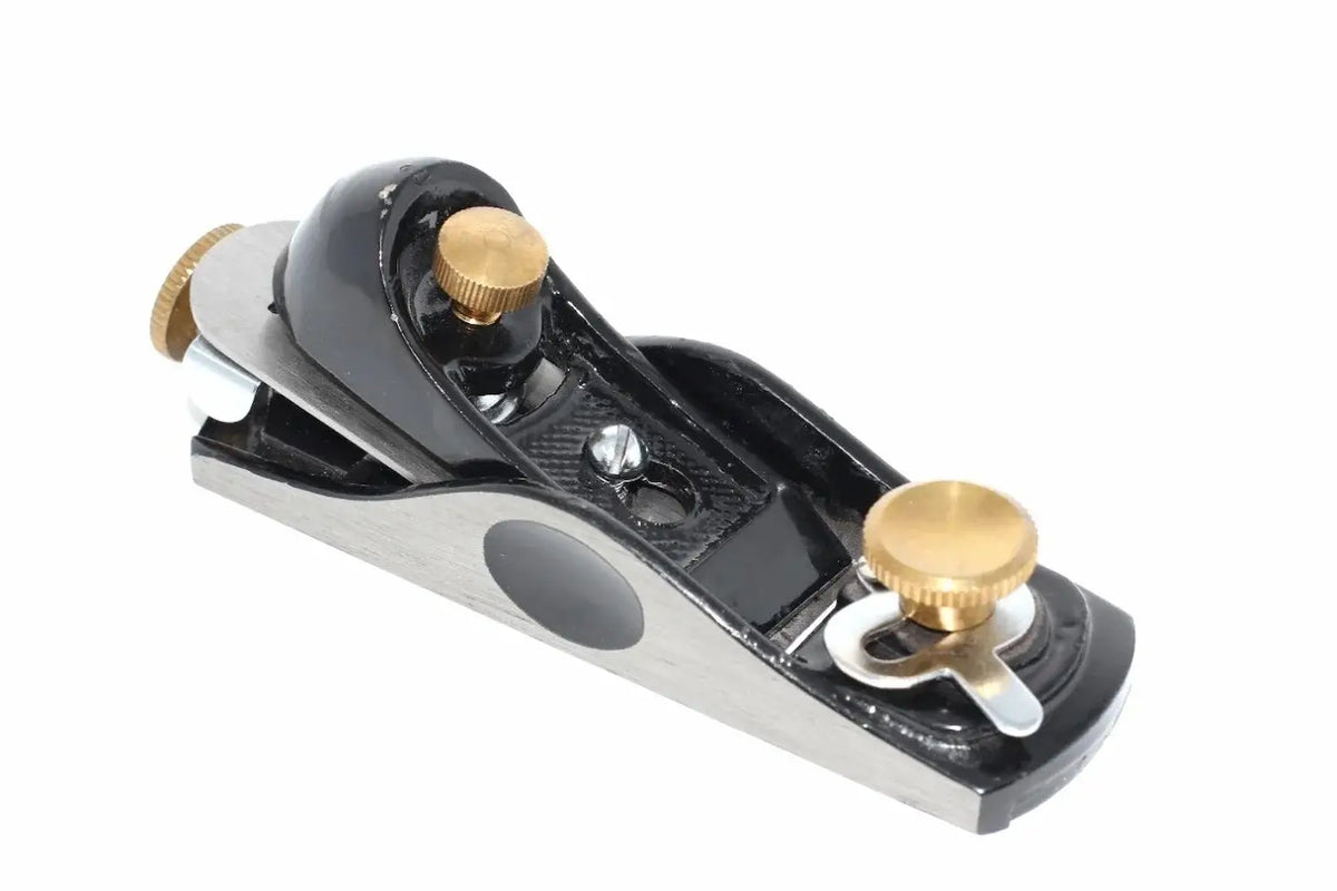 Silverline No 2 Block Plane- low angle by Cherry Tree Tools, black and silver cast iron body with steel components