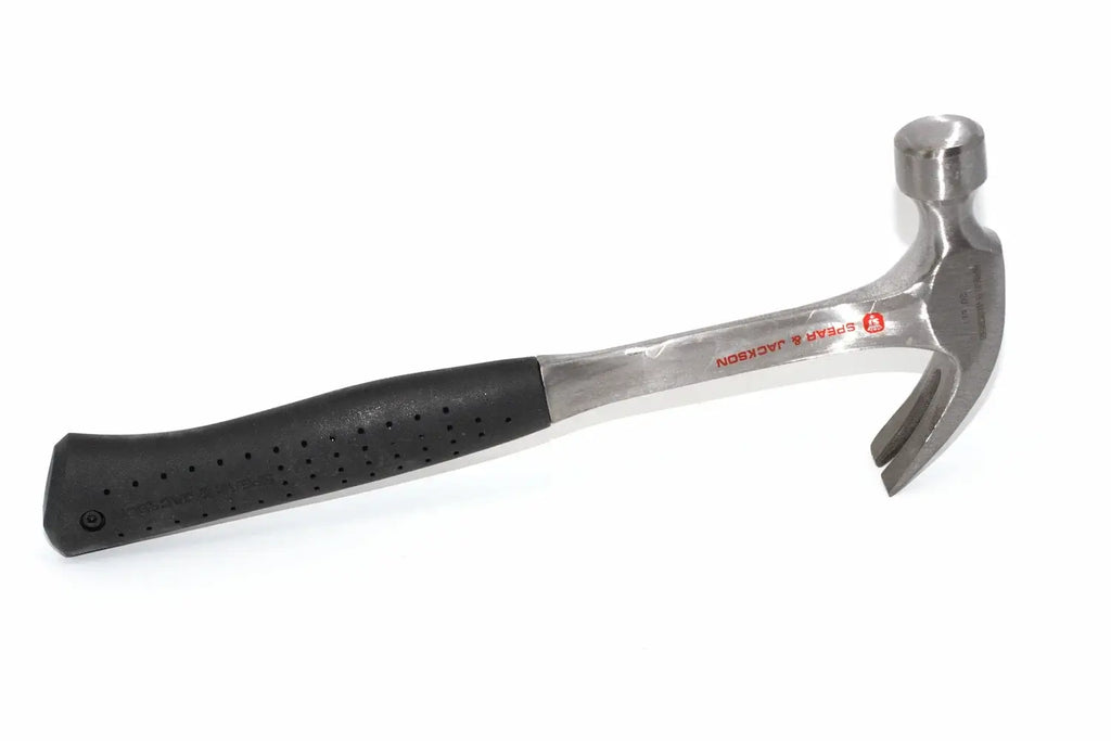 Spear & Jackson 20oz Steel Claw Hammer by Cherry Tree Tools, black rubber grip, solid steel head