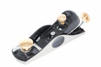 Spear & Jackson Block Plane 6 1/2 by Cherry Tree Tools, black and silver block plane with brass adjusters