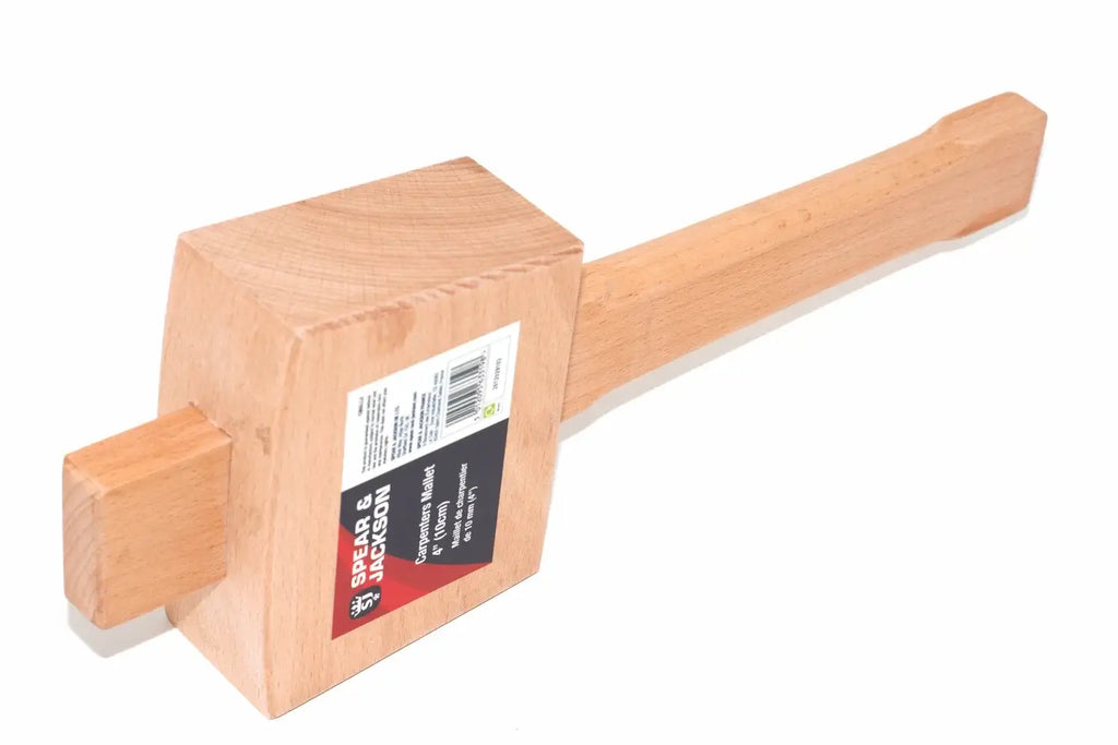 Spear & Jackson 4" Carpenters Mallet by Cherry Tree Tools in beech hardwood with angled striking surfaces