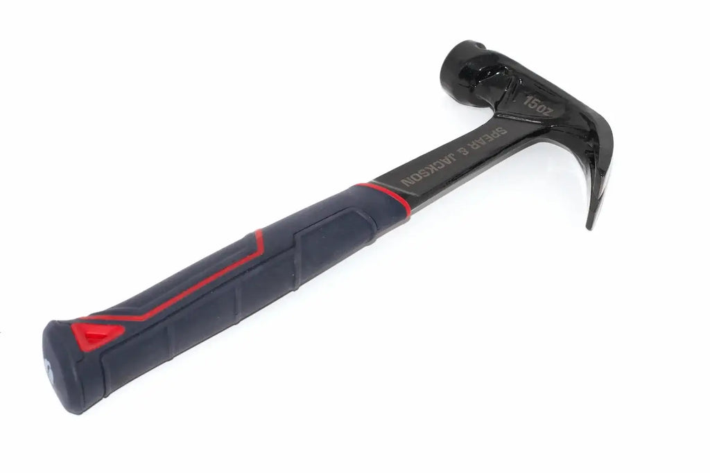 Spear & Jackson 15oz Steel Claw Hammer by Cherry Tree Tools, solid steel with black and red grip