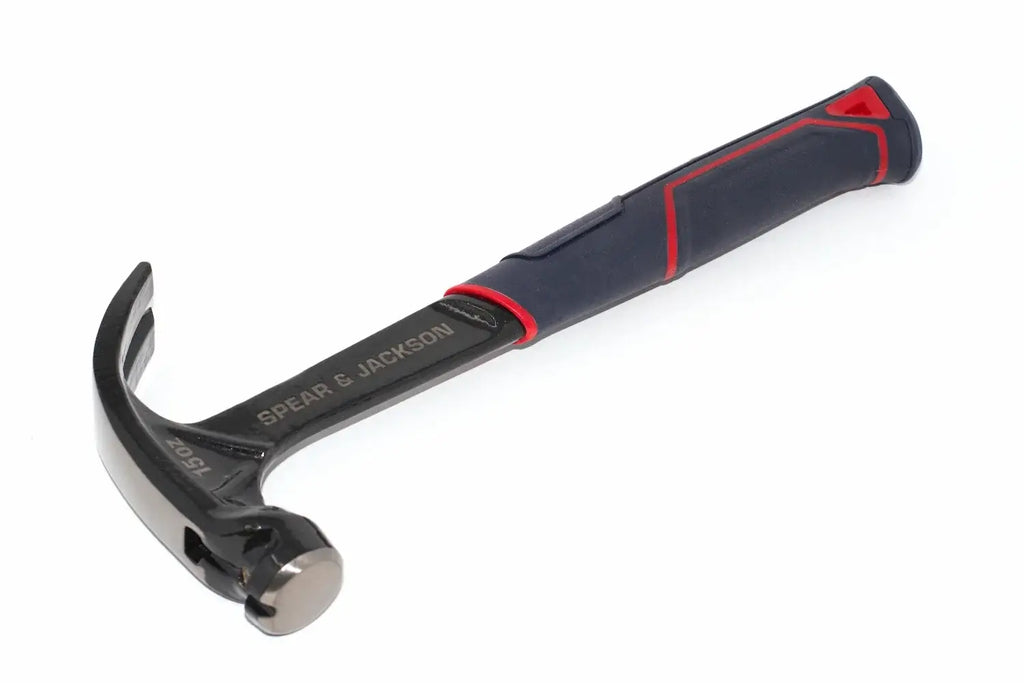 Spear & Jackson 15oz Steel Claw Hammer by Cherry Tree Tools, black solid steel with nail pulling claw