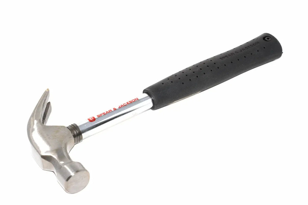 Spear & Jackson 16oz claw hammer by Cherry Tree Tools with polished steel striking face and black rubber grip
