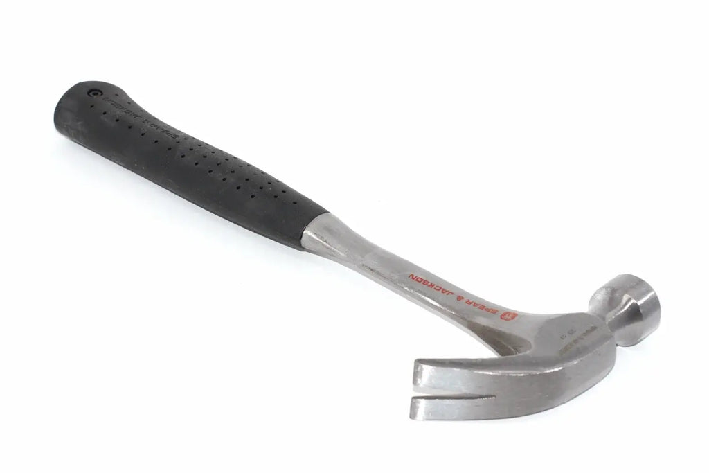 Spear & Jackson 20oz Steel Claw Hammer by Cherry Tree Tools with black rubber grip and solid steel head