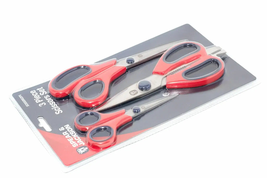 Spear & Jackson 3pc Scissors Set by Cherry Tree Tools in red with precision-ground blades