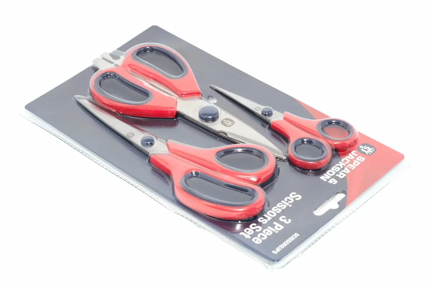Spear & Jackson 3pc Scissors Set by Cherry Tree Tools red and black with ergonomic handles