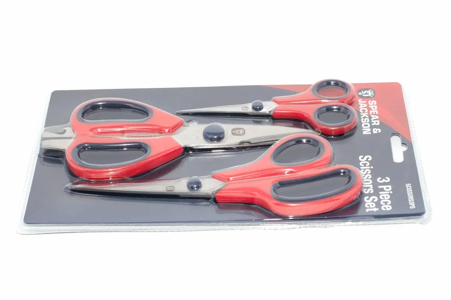 Spear & Jackson 3pc Scissors Set multi - purpose by Cherry Tree Tools, red and grey with ergonomic handles