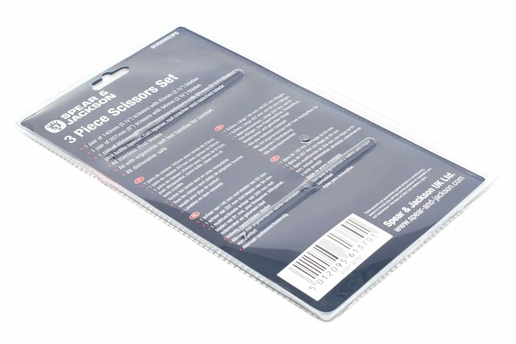 Spear & Jackson 3pc Scissors Set by Cherry Tree Tools, precision-ground blades, in a clear blister pack