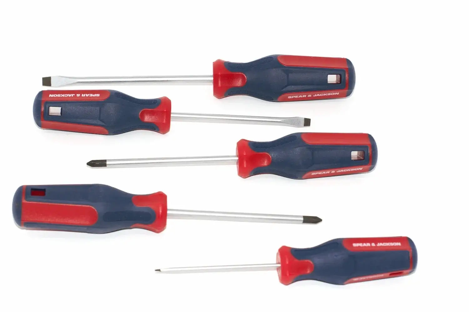 Spear & Jackson 5pc Screwdriver set by Cherry Tree Tools with magnetic tips, red and blue