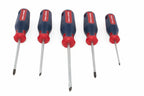Spear & Jackson 5pc Screwdriver set by Cherry Tree Tools with magnetic steel tips, red and blue grips