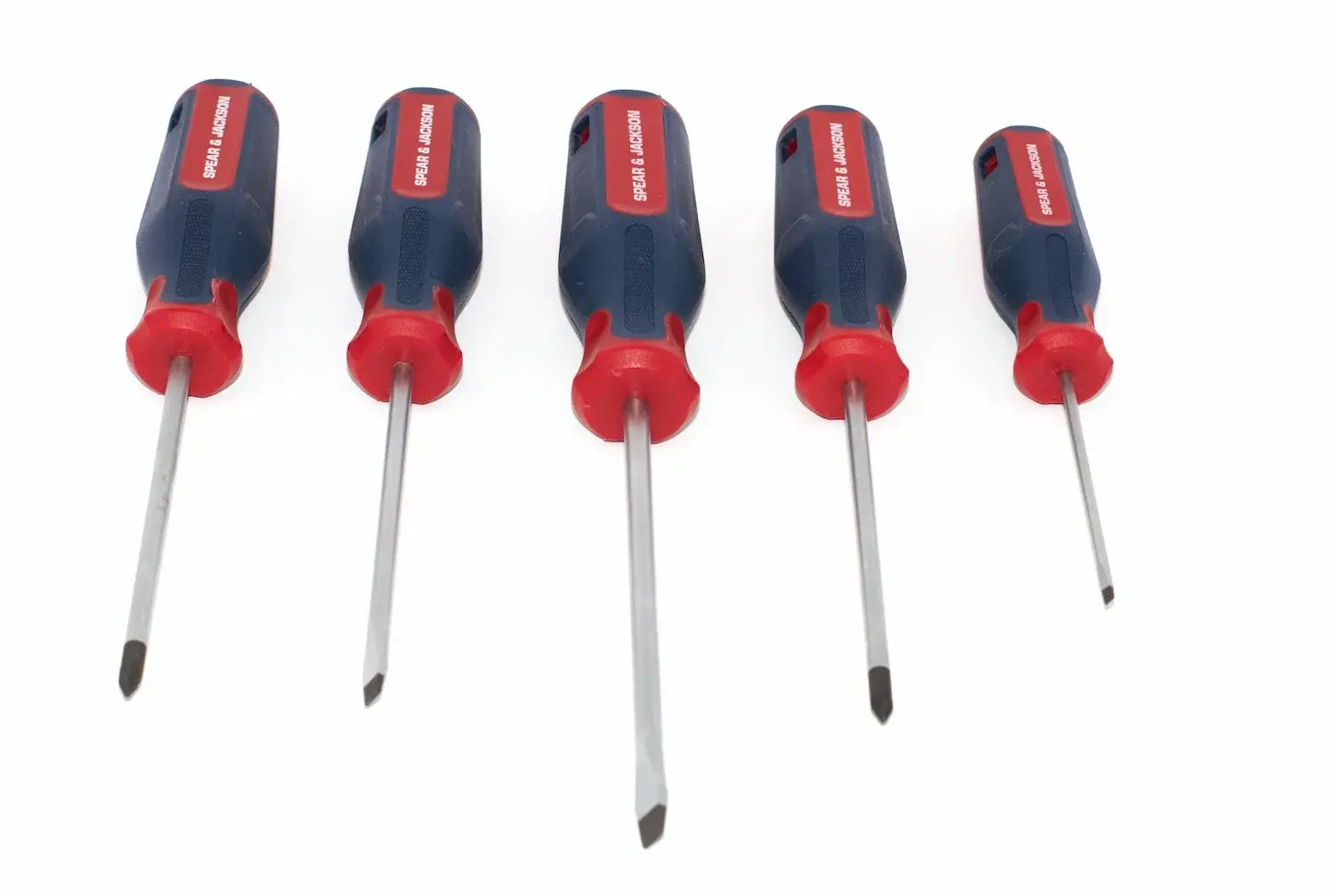 Spear & Jackson 5pc Screwdriver set by Cherry Tree Tools with magnetic steel tips, red and blue grips