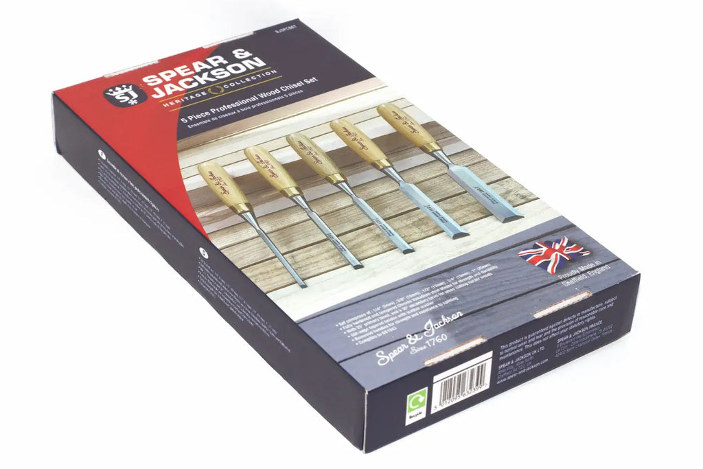 Spear & Jackson 5pc Wood Chisels Set  by Cherry Tree Tools, chrome vanadium steel blades