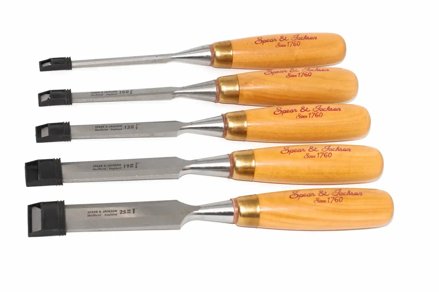 Spear & Jackson 5pc Wood Chisels Set  by Cherry Tree Tools with chrome vanadium steel blades
