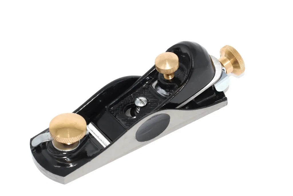 Spear & Jackson Block Plane 6 1/2 by Cherry Tree Tools in black with brass adjusters and ductile cast iron