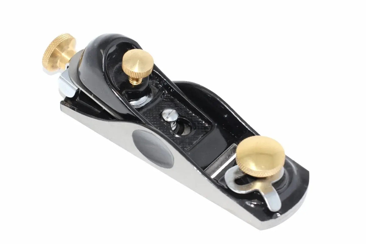 Spear & Jackson Block Plane 6 1/2 by Cherry Tree Tools, ductile cast iron hand plane with brass adjusters