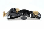 Spear & Jackson Block Plane 6 1/2 by Cherry Tree Tools, black block plane with brass adjusters and low angle cutter