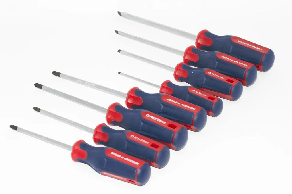 Spear & Jackson 8pc screwdriver set by Cherry Tree Tools with magnetic tips, chrome vanadium steel shafts