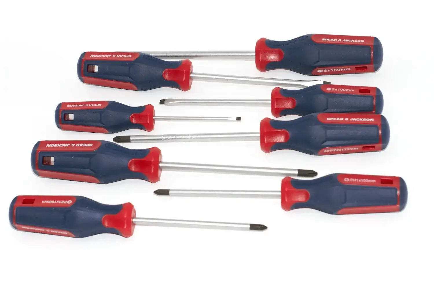 Spear & Jackson 8pc Screwdriver Set by Cherry Tree Tools, red and navy, magnetic tips for quick bit changes
