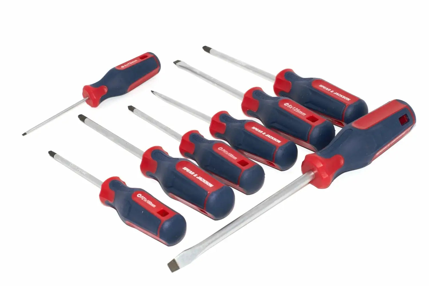 Spear & Jackson 8pc Screwdriver Set by Cherry Tree Tools in red and navy with magnetic tips