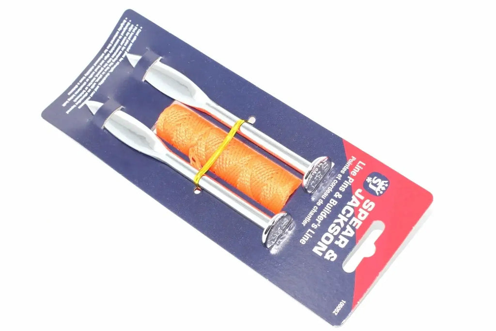 Spear & Jackson Builders Line & Pins by Cherry Tree Tools, cast alloy pins with flat heads, orange line