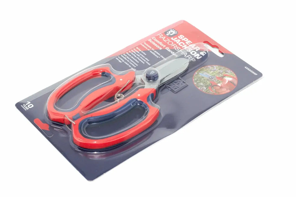 Spear & Jackson Comfort Garden Scissors by Cherry Tree Tools in red and black with ergonomic soft touch handles