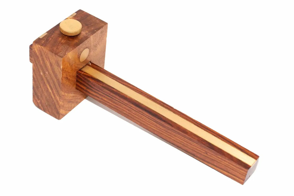 Spear & Jackson 8 Marking Gauge showing hardwood stock, brass slider, and steel marking pin.
