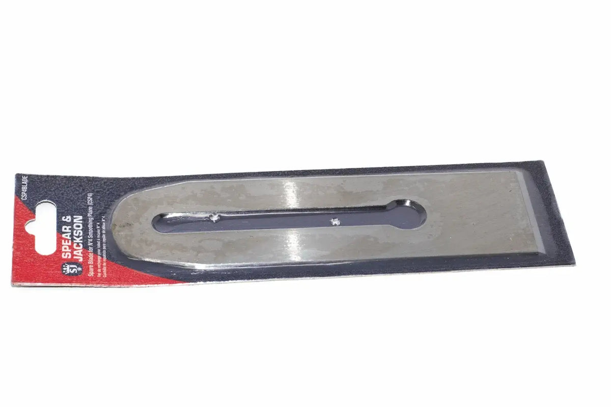 Spear & Jackson No 4 Plane Blade by Cherry Tree Tools, ground hardened carbon steel cutter with a dark handle