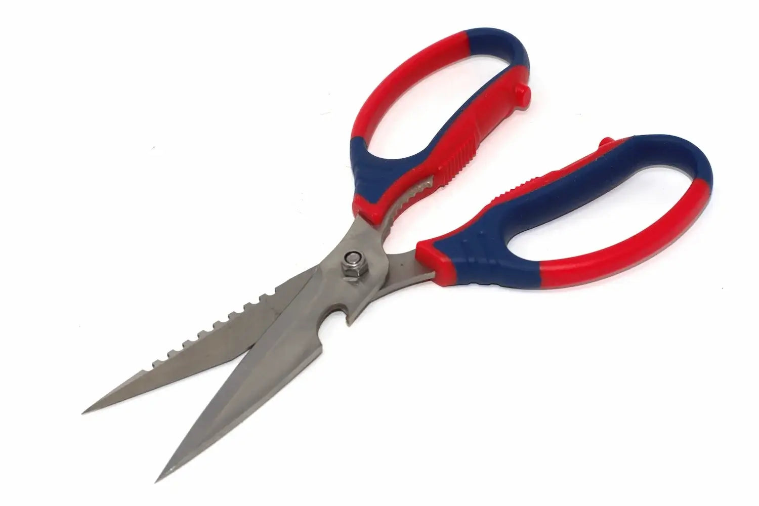Spear & Jackson Razorsharp Scissors by Cherry Tree Tools with red and navy soft grip