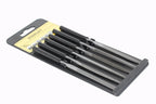 Stanley 6 piece Needle File Set by Cherry Tree Tools with black handles and a plastic storage rack