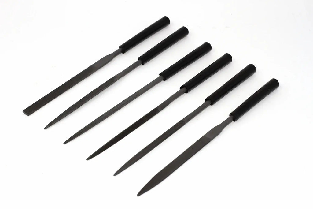 Stanley 6 piece Needle File Set by Cherry Tree Tools, black high carbon steel needle files for fine modelling
