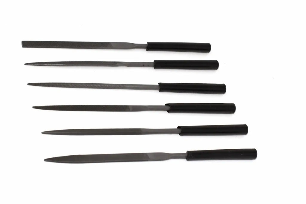 Stanley 6 piece Needle File Set by Cherry Tree Tools, black needle files for fine craft detailing