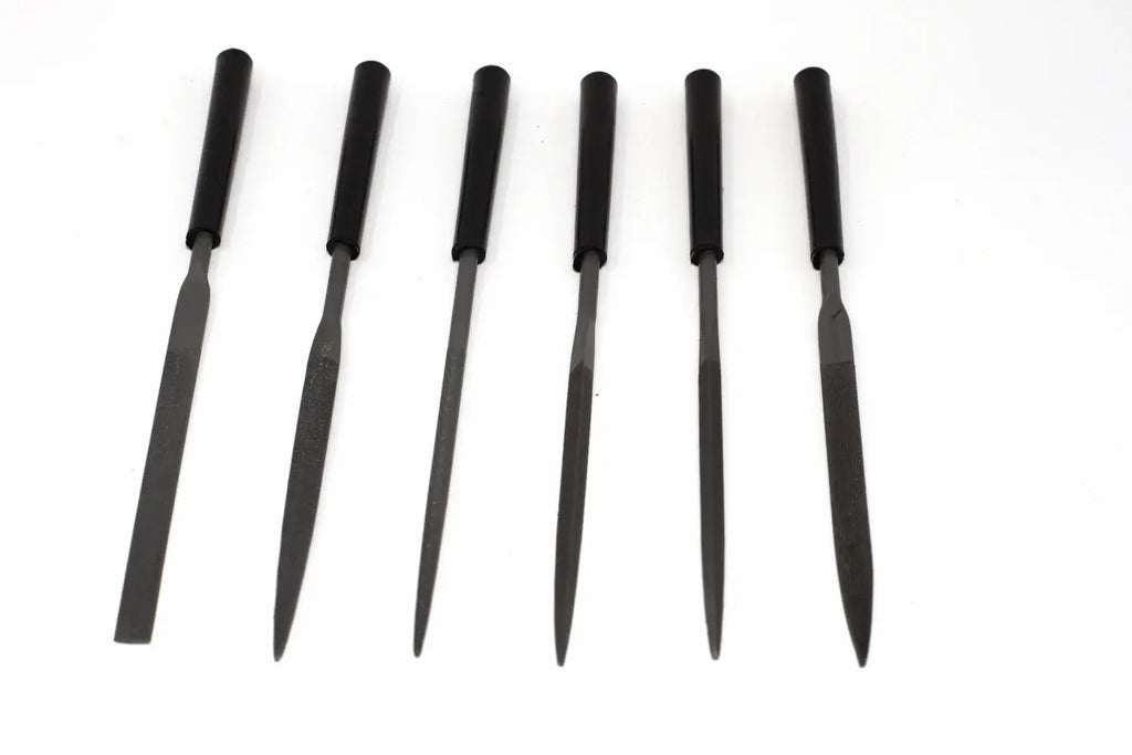 Stanley 6 piece Needle File Set by Cherry Tree Tools, black needle files for fine craft detailing