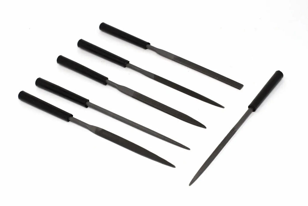 Stanley 6 piece Needle File Set by Cherry Tree Tools, black handle needle files for fine modelling detailing