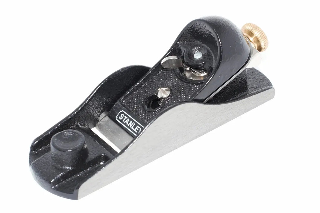 Stanley Bailey Block Plane No 220 by Cherry Tree Tools, black low angle block plane with brass adjustment screw