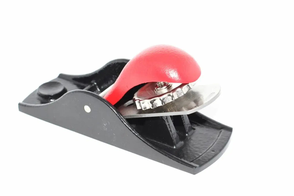 Stanley No 102 Low Angle Block Plane by Cherry Tree Tools, black cast iron and red handle, carbon steel cutter
