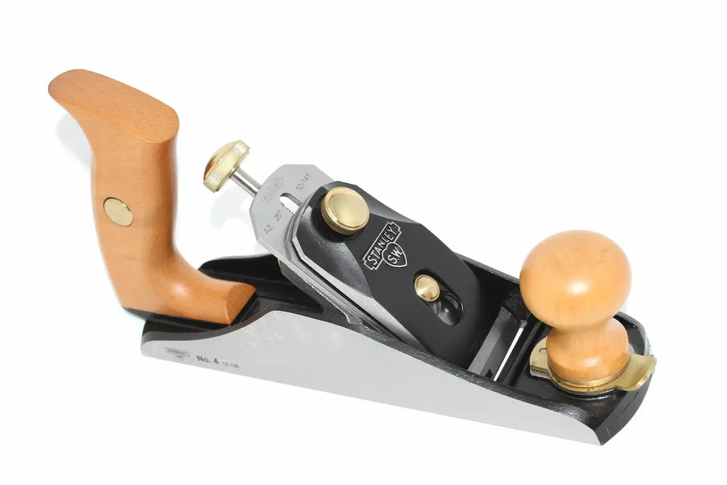 Stanley Bailey Sweetheart No4 Hand Plane by Cherry Tree Tools, black cast iron with cherry wood handles